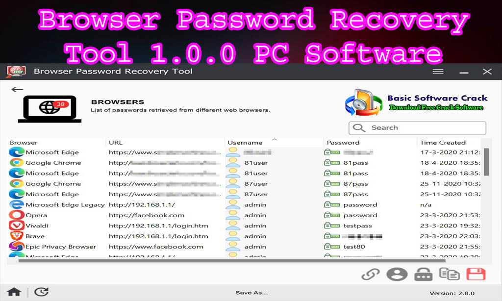 Browser Password Recovery Tool (free version) Free Download 