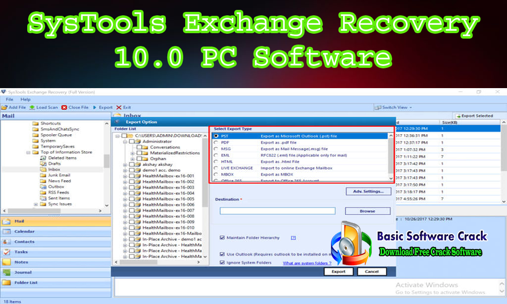 SysTools Exchange Recovery 10.0 PC Software Free Download 